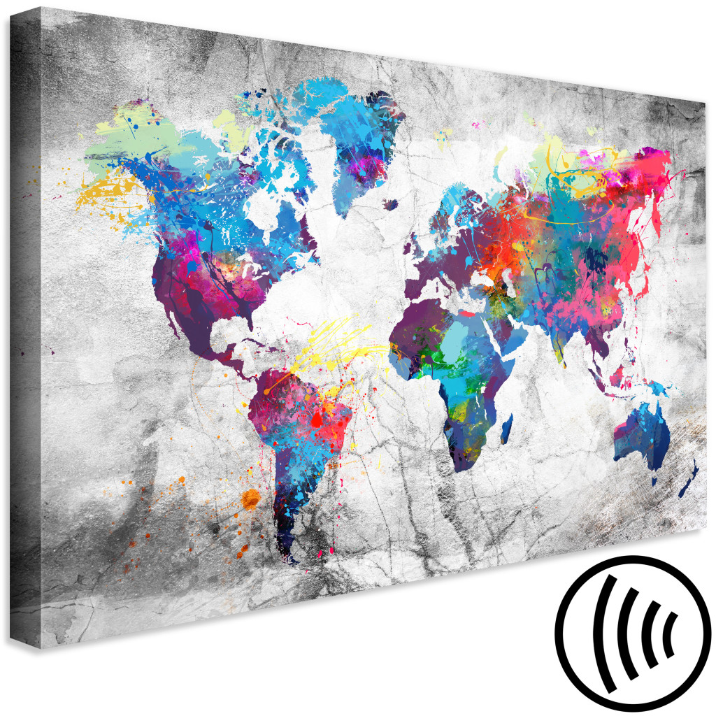 Schilderij  Kaarten Van De Wereld: World Map: Grey Style