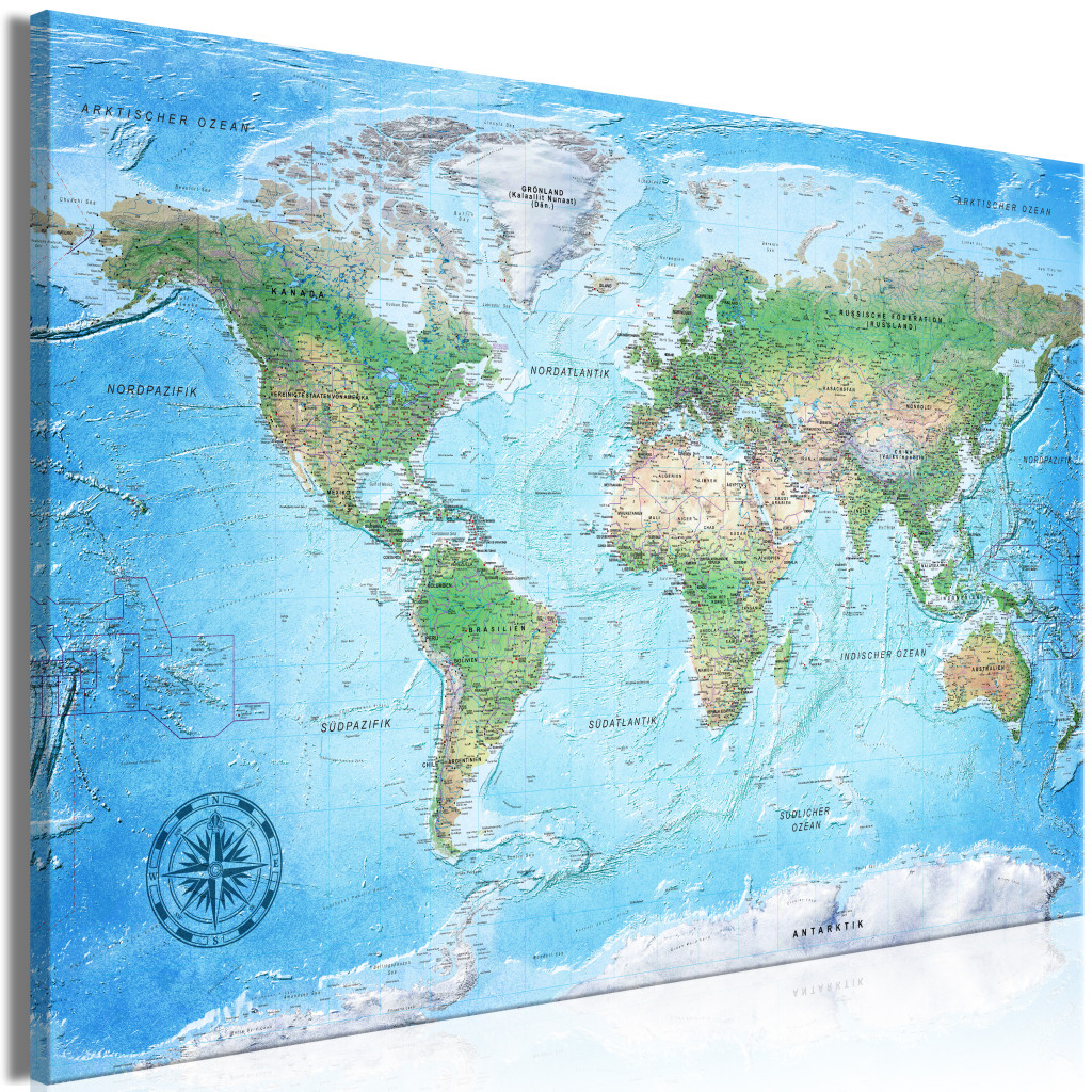 Duży Obraz XXL Mapa świata Z Kompasem [Large Format]