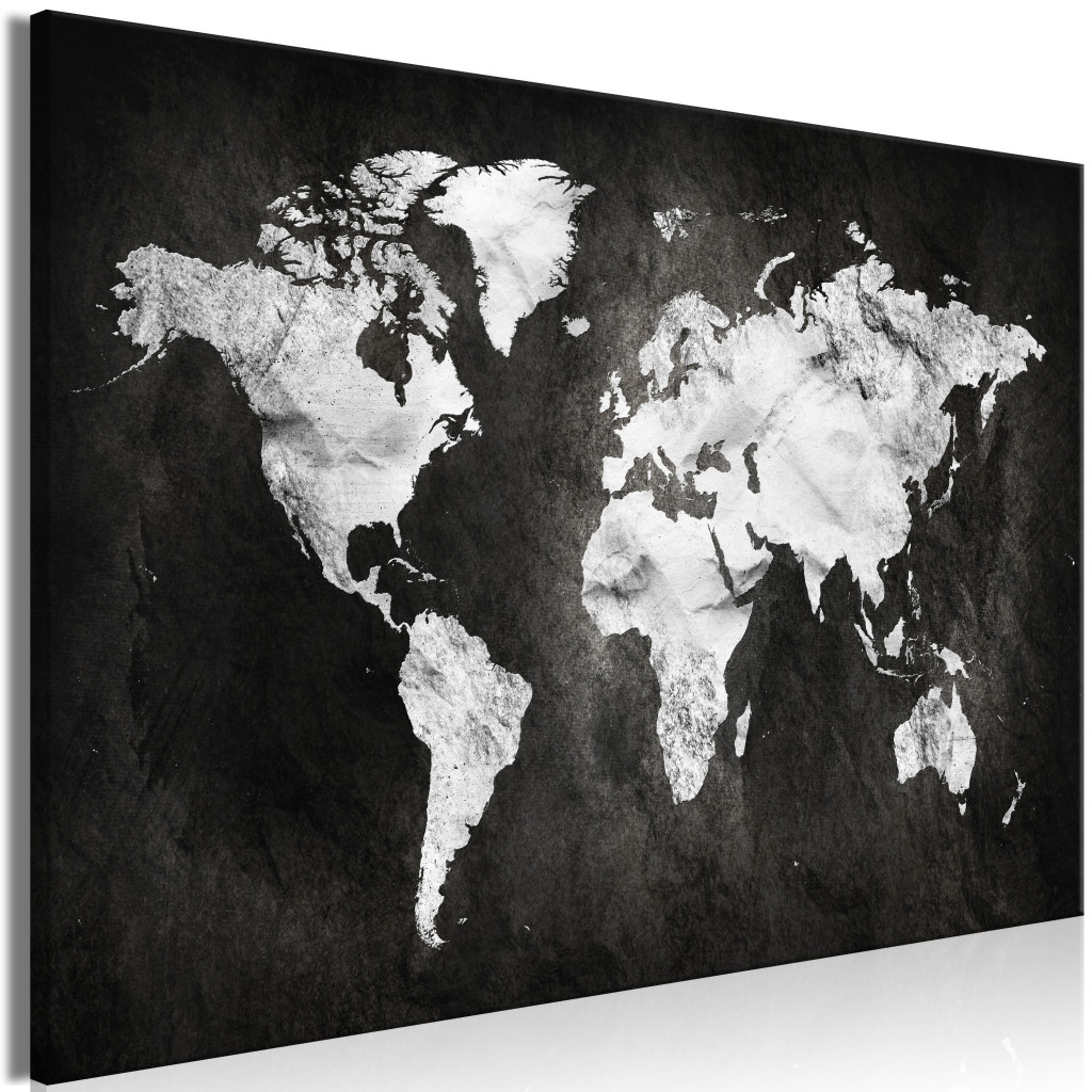 Schilderij Black And White Map Of The World [Large Format]