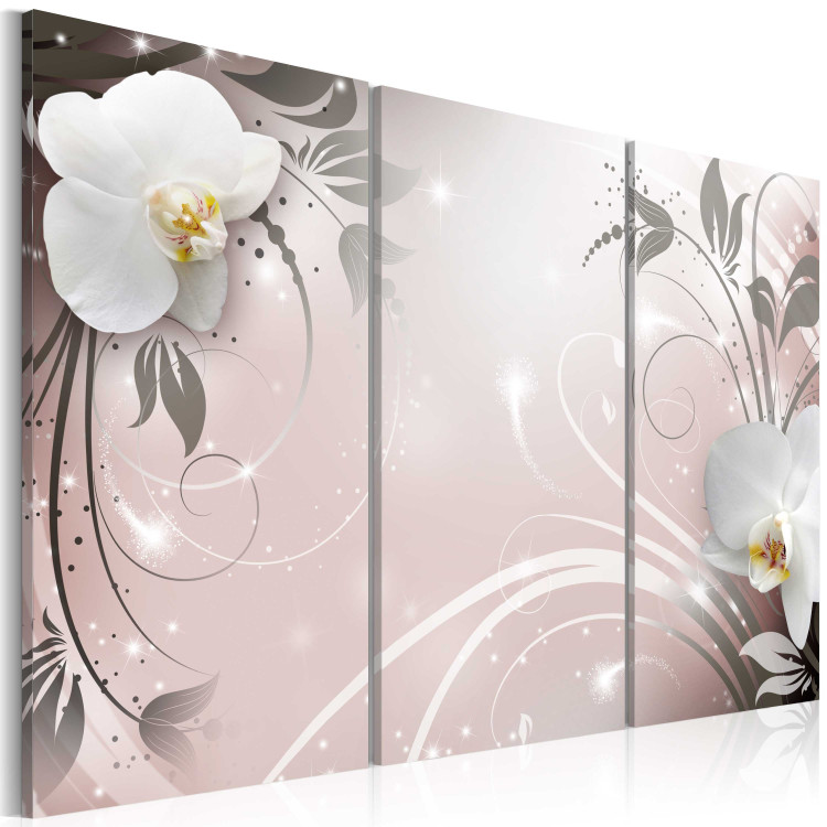 Canvas Orchid (3-piece) - abstraction with silver patterns in the background 46637 additionalImage 2