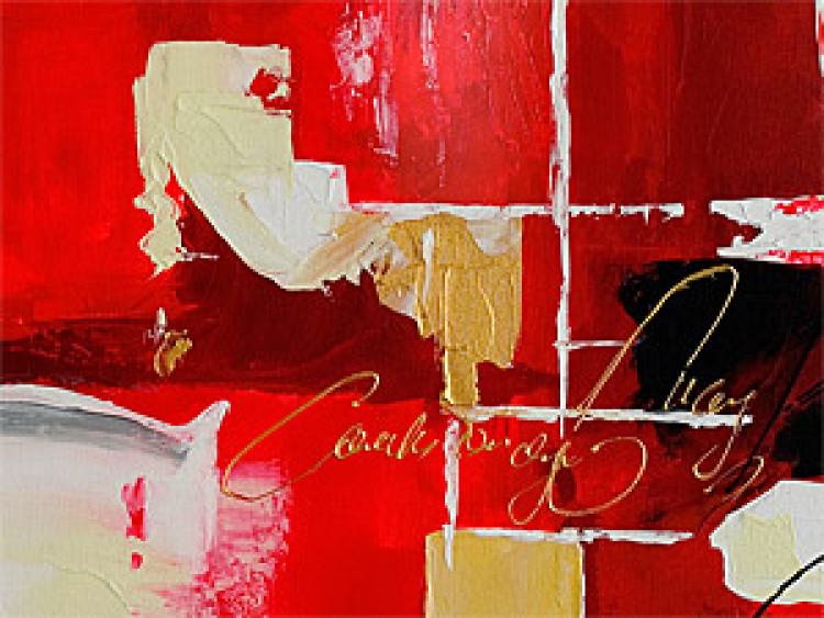 Tableau décoratif Silhouettes (3 pièces) - Fantaisie abstraite rouge avec des motifs 46937 additionalImage 4