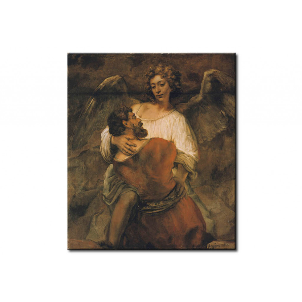 Schilderij  Rembrandt: Jacob's Battle With The Angel