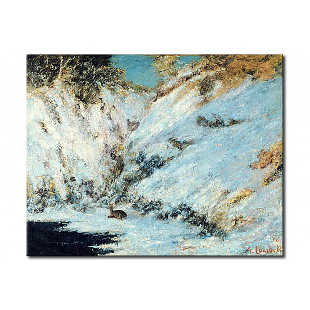 Schilderij  Gustave Courbet: Snowy Landscape