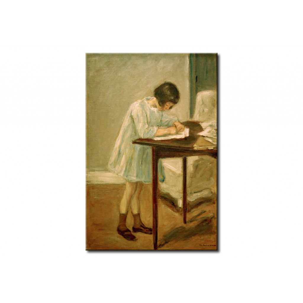 Schilderij  Max Liebermann: Die Enkelin Beim Schreiben