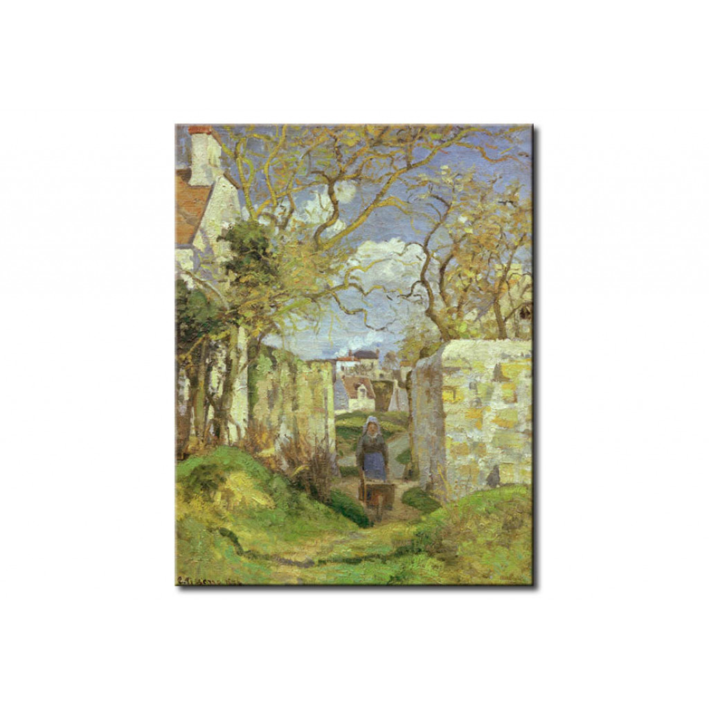 Schilderij  Camille Pissarro: Bäuerin Mit Schubkarre, Maison Rondest, Pontoise (Landschaft Bei Pontoise)