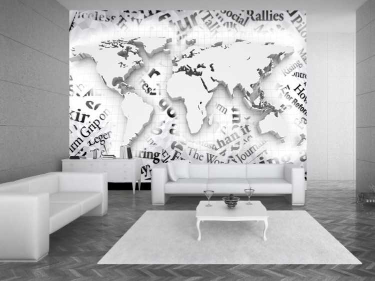 Wall Mural Paper World - World map with graphic motif and words 61837