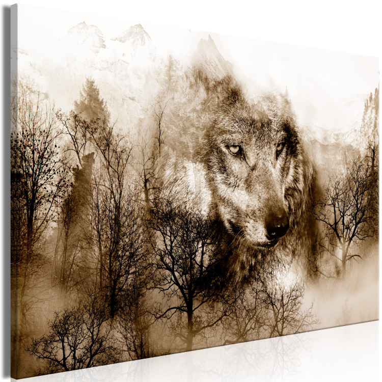 Wandbild Wolf - ein Porträt eines Tieres vor einer Wald- und Berglandschaft 108247 additionalImage 2