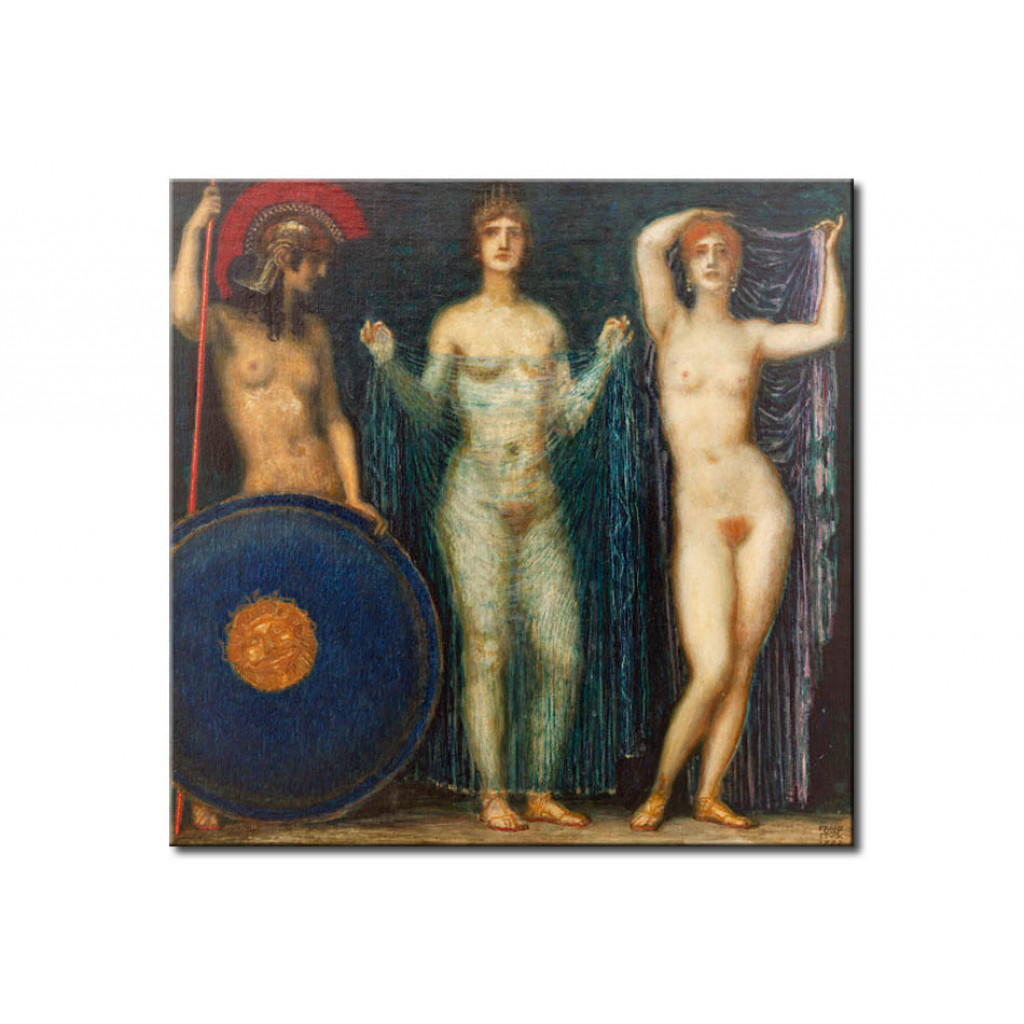 Schilderij  Franz Von Stuck: The Three Goddesses Athena, Hera And Aphrodite