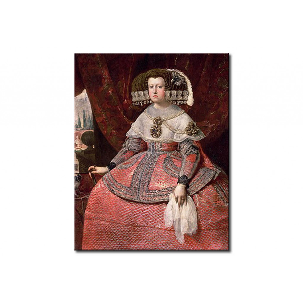 Cópia Do Quadro Famoso Queen Maria Anna Of Spain In A Red Dress