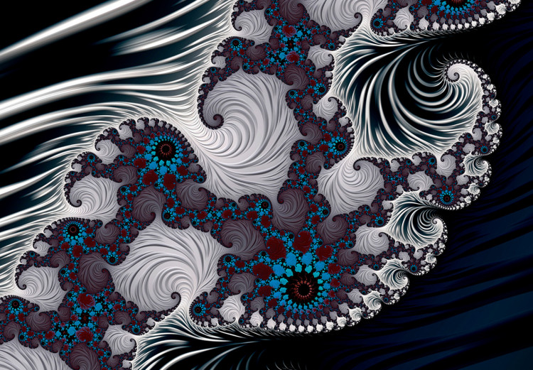 Obraz Kwiat paproci - abstrakcyjny, psychodeliczny wzór na czarnym tle 122747 additionalImage 5