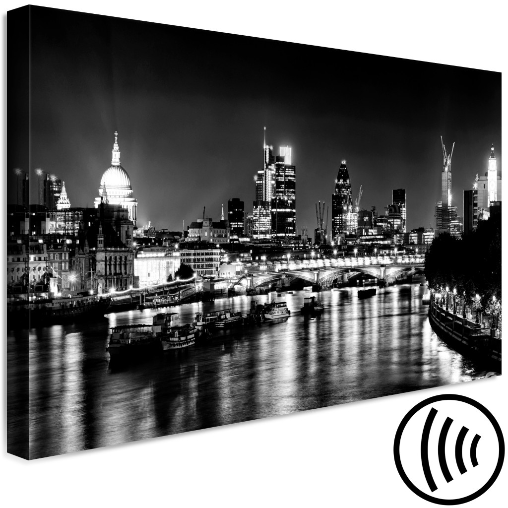 Canvastavla London Lights (1 Part) Wide Black And White