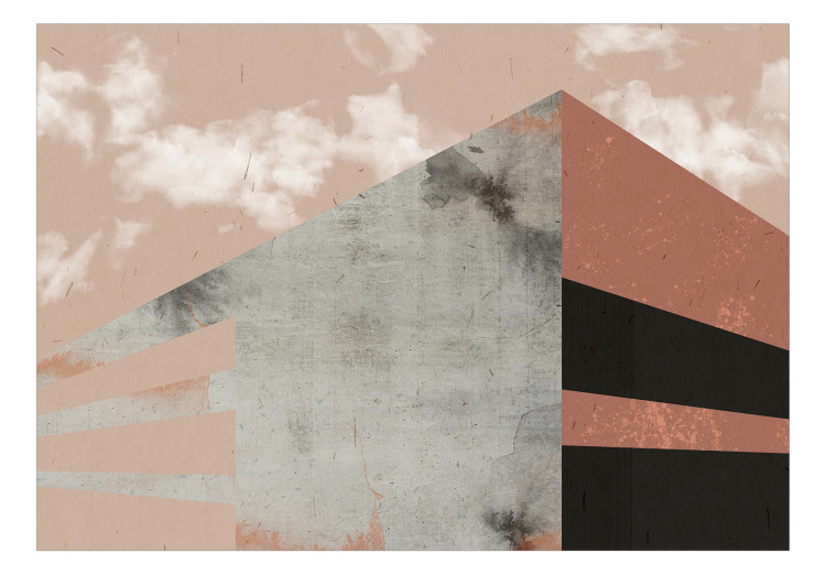 Fototapeta Szaro-brązowa piramida - abstrakcja z chmurami na beżowym niebie 135947 additionalImage 1