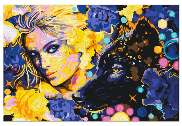 Paint by number Golden Girl and Black Wolf 143647 additionalImage 5