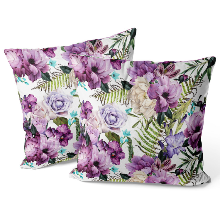 Sammets kudda Joyful bouquet - composition of purple flowers on a white background 147147 additionalImage 3