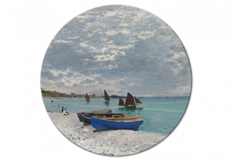 Rund tavla Sainte-Adresse Beach, Claude Monet - Boats on the Seashore 148747