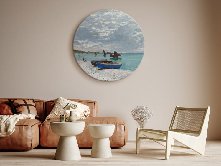 Round Canvas Sainte-Adresse Beach, Claude Monet - Boats on the Seashore 148747 additionalImage 3