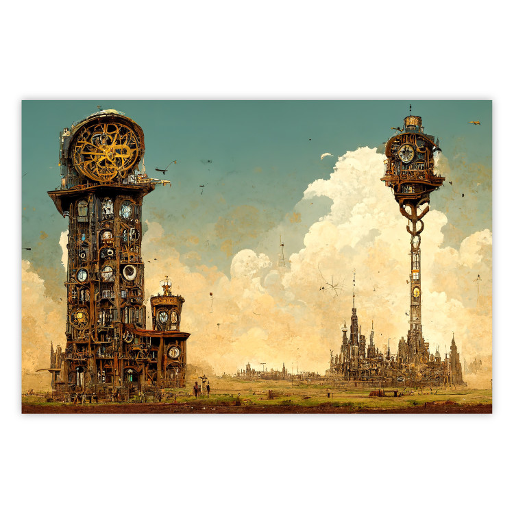 Póster Clocks in a Desert Town - Surreal Brown Composition 151147