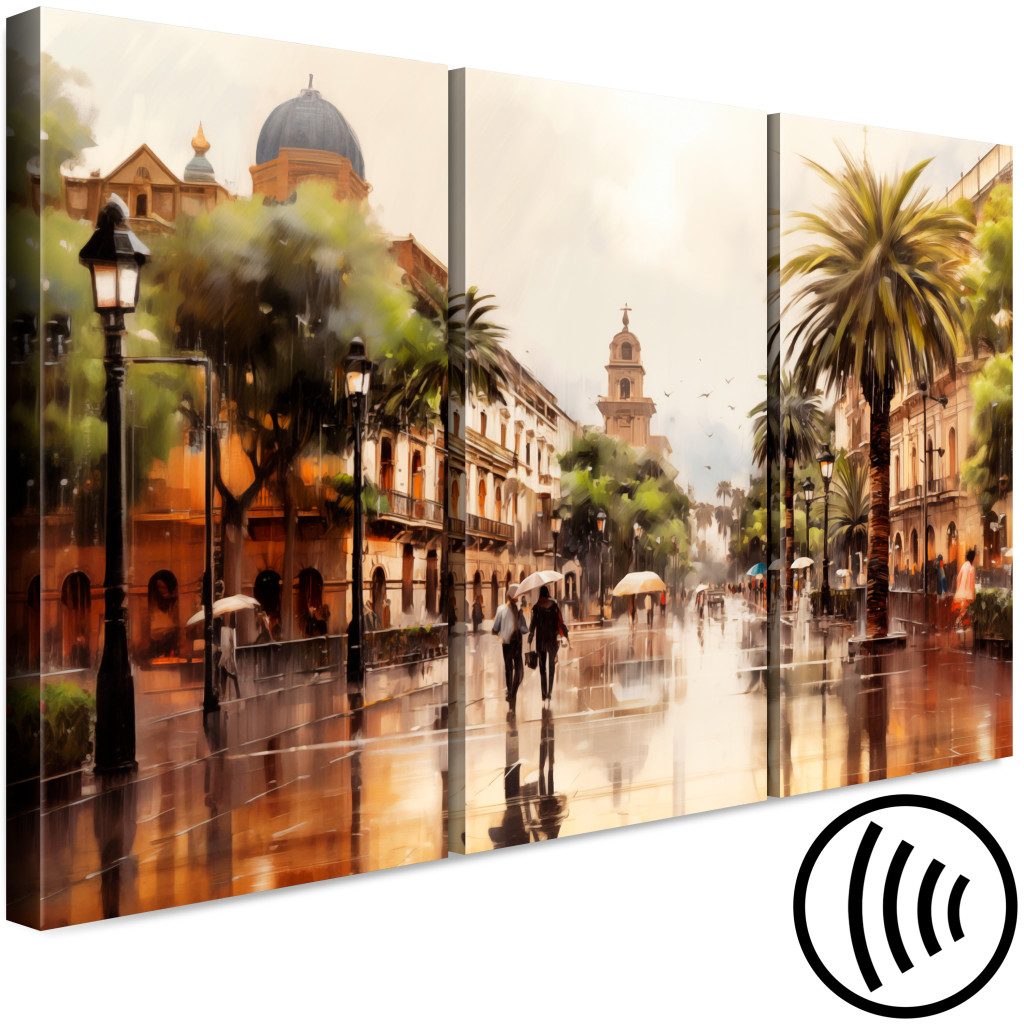Schilderij  Andere Steden: Palermo, Sicily - Rainy Street In Italian City With Palms