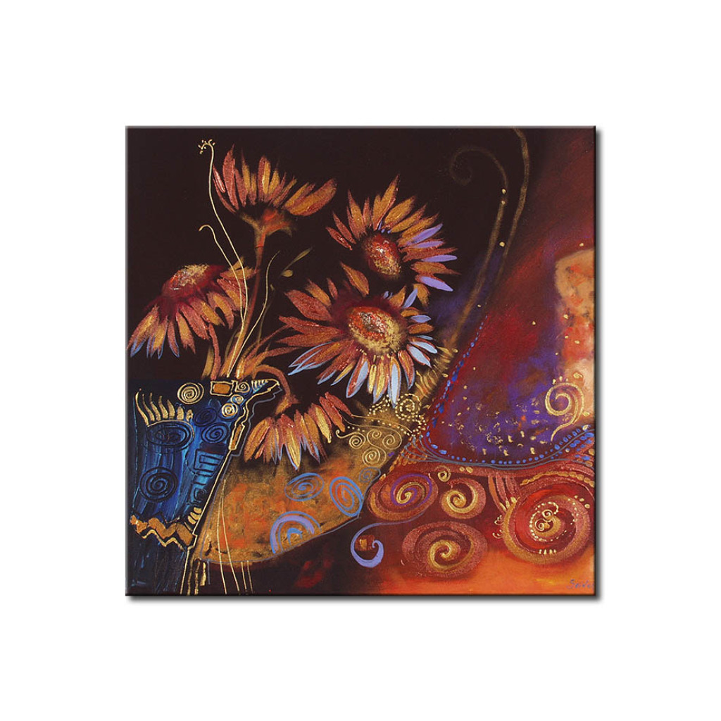 Schilderij  Zonnebloemen: Gouden Zonnebloemen