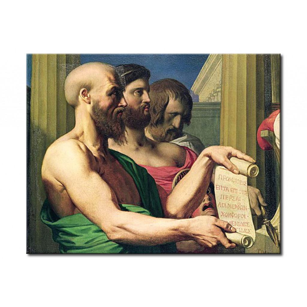 Schilderij  Jean-Auguste-Dominique Ingres: The Greek Tragedians, Study For 'The Apotheosis Of Homer'