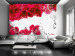 Wall Mural Colors of Spring: Red - Contrasting Abstraction with Flowers and Butterflies 60747