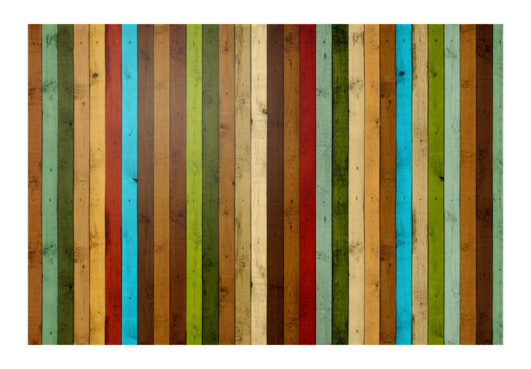 Wall Mural Wooden Rainbow - Design of painted colorful vertical wooden boards 61047 additionalImage 1