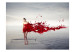 Wall Mural Red Dress - Silhouette of a woman standing by a cool lake 61247 additionalThumb 1