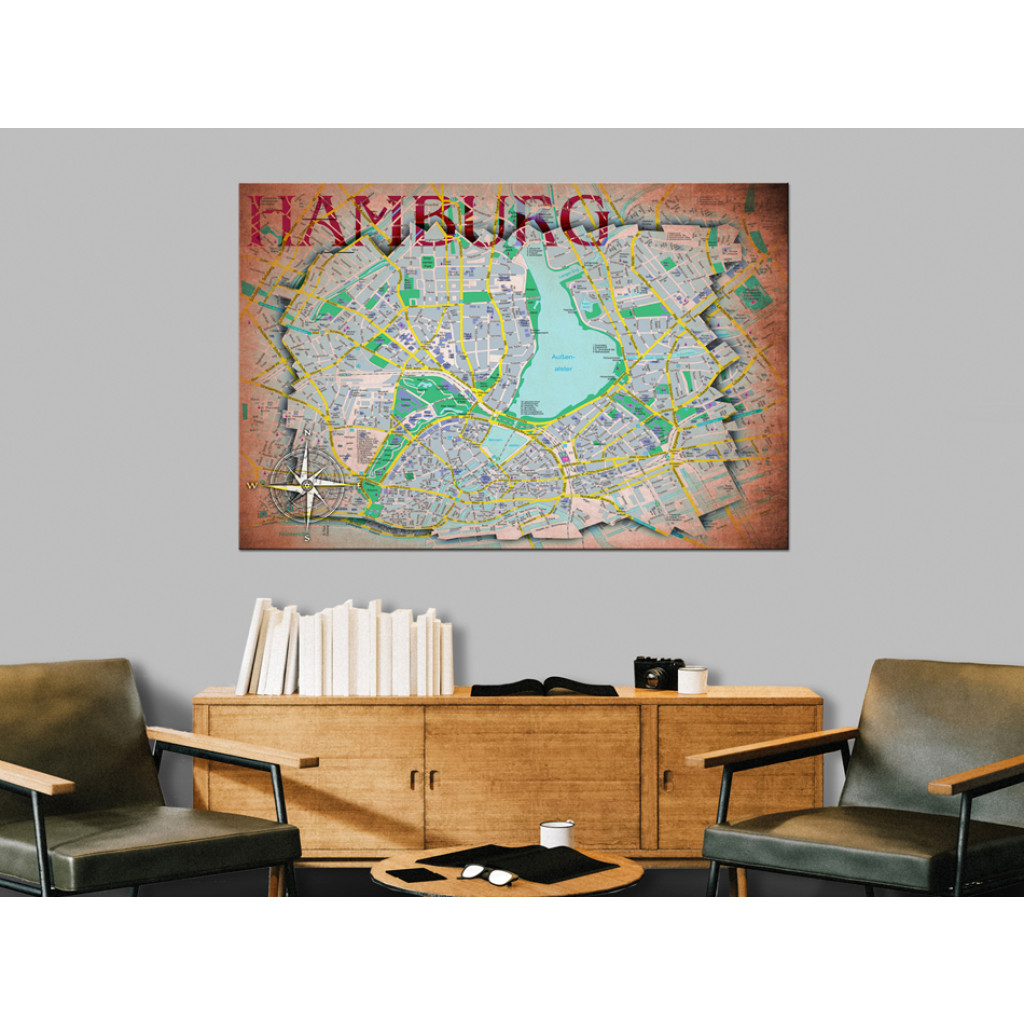 Pintura Em Tela Map Of Hamburg