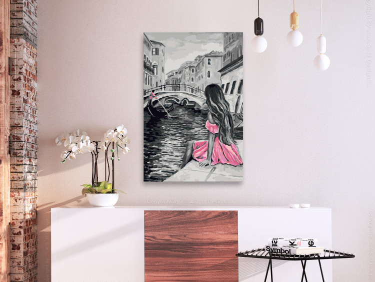 Wandbild zum Ausmalen Venedig (Mädchen in einem rosa Kleid) 107157 additionalImage 2