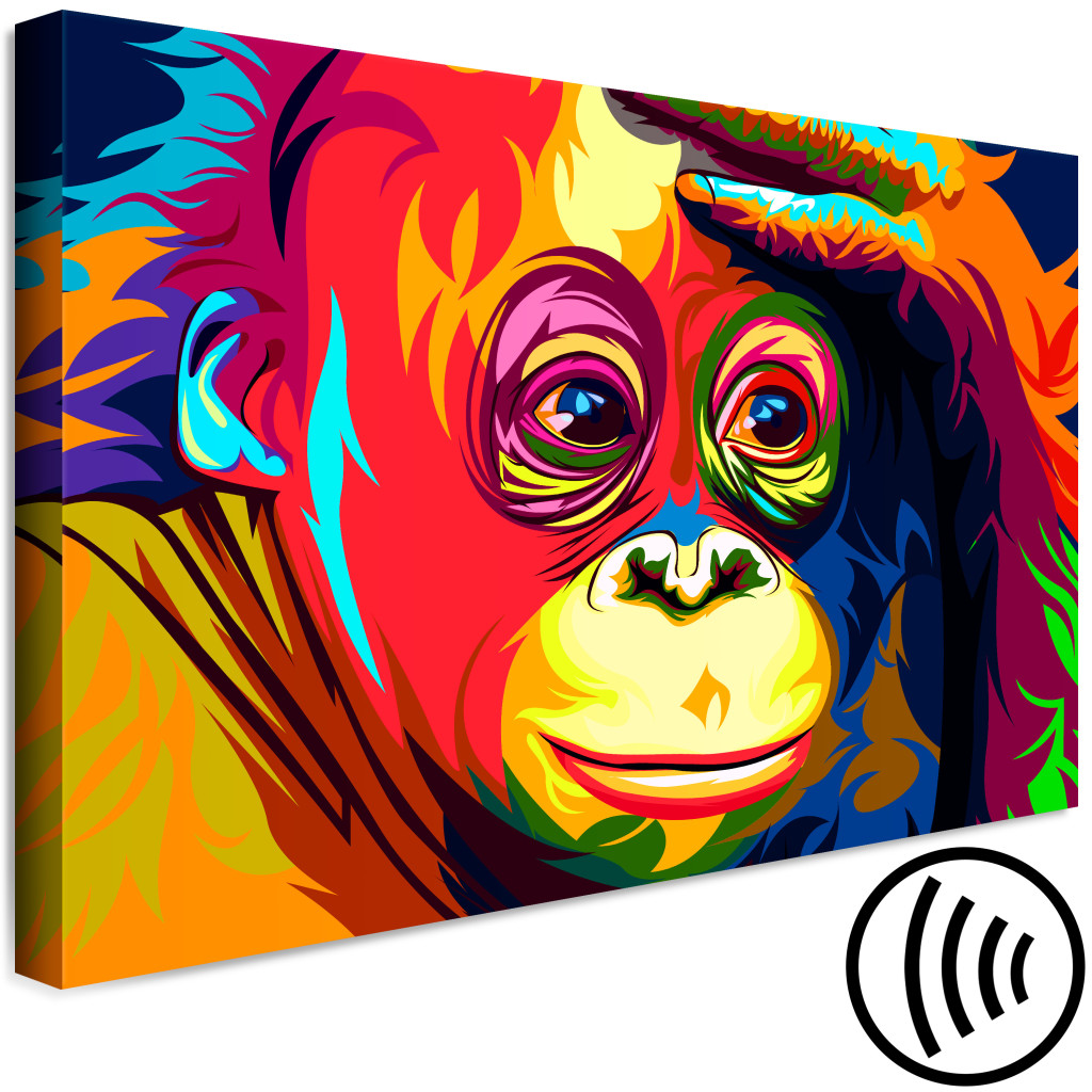 Obraz Kolorowy Orangutan (1-częściowy) Szeroki