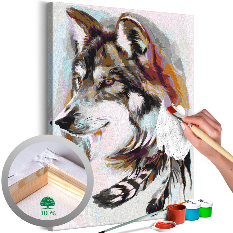 Tableau à peindre soi-même Indigenous Wolf 138157