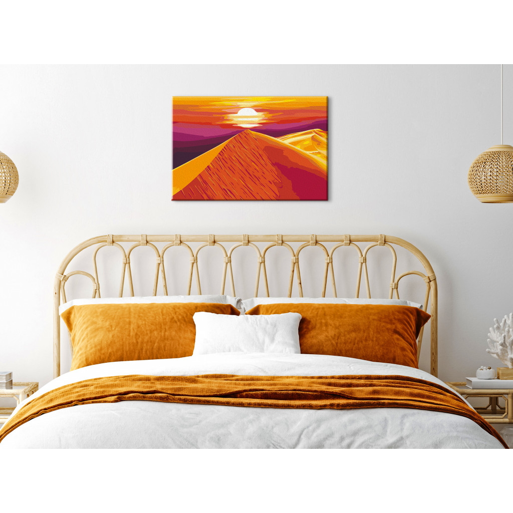 Desenho Para Pintar Com Números Sahara - Sunset Over High Orange Sand Dunes