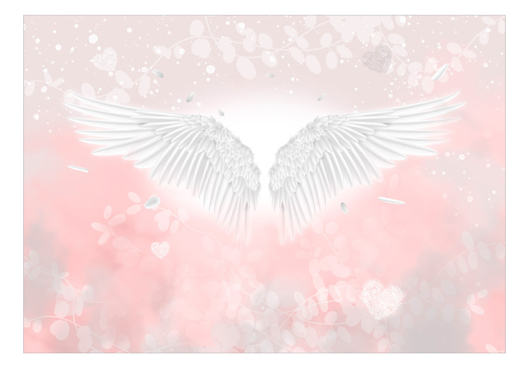 Carta da parati moderna Angel Wings and Feathers - Heavenly Theme in Pink Clouds 145257 additionalImage 1