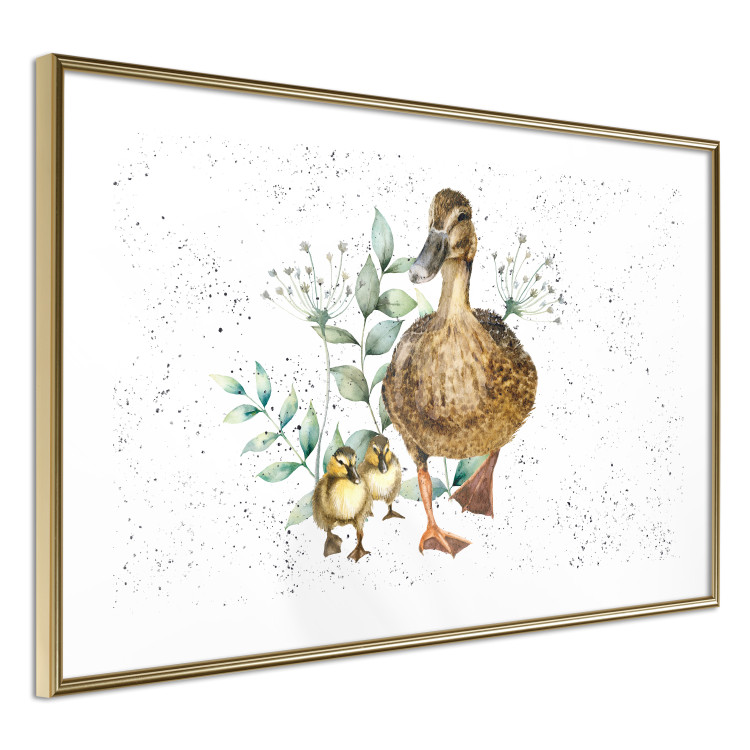 Wall Poster The Family of Ducks - Cute Painted Animals and Plants on the Background With Splashes 145757 additionalImage 8