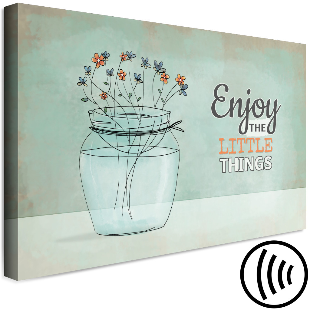 Quadro Pintado Flowers In A Jar - Plants In A Vase And A Vintage Sentence