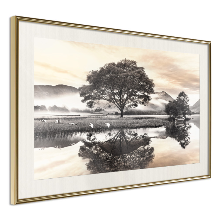 Poster Misty Landscape - Mountains and Trees Reflecting in the Lake’s Surface 147657 additionalImage 9