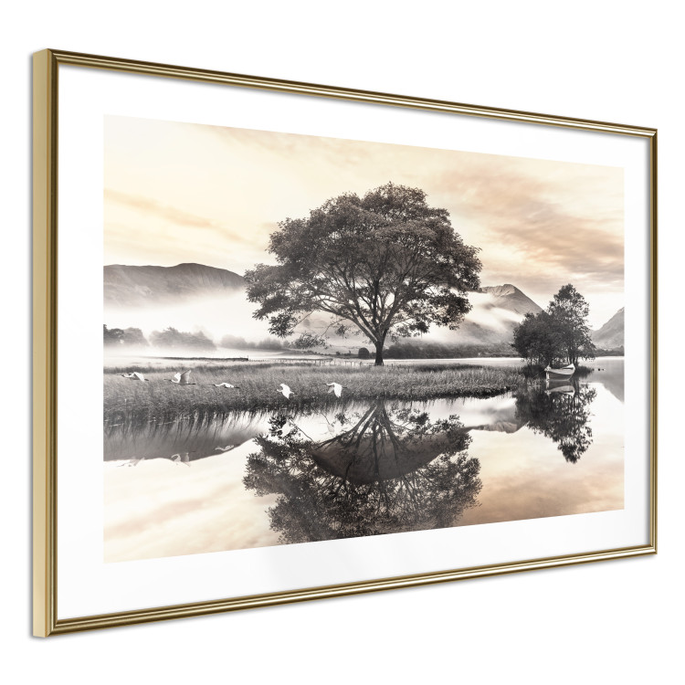 Poster Misty Landscape - Mountains and Trees Reflecting in the Lake’s Surface 147657 additionalImage 5