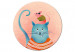 Tableau rond Good Friends - Fairy-Tale Kitten in a Blue Sweater 148657