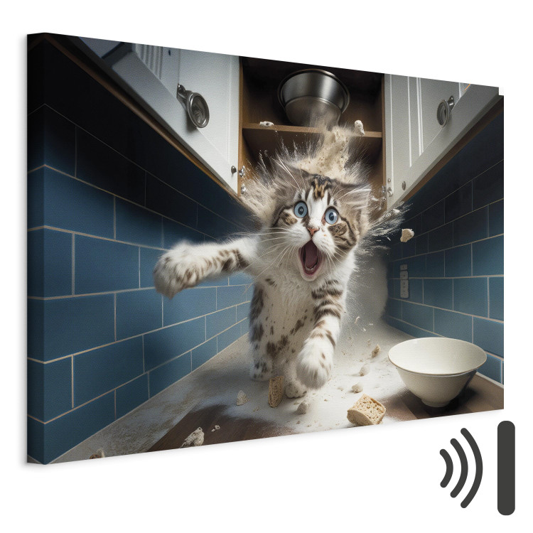 Canvastavla AI Cat - Animal Escaping From the Kitchen After Breaking Supplies - Horizontal 150257 additionalImage 8