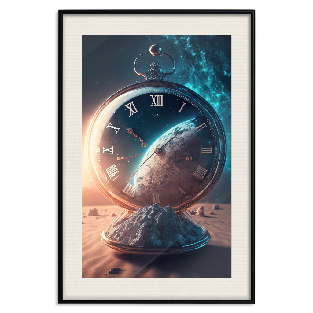 Muur Posters Planetary Clock - Abstraction With A Time And Space Motif