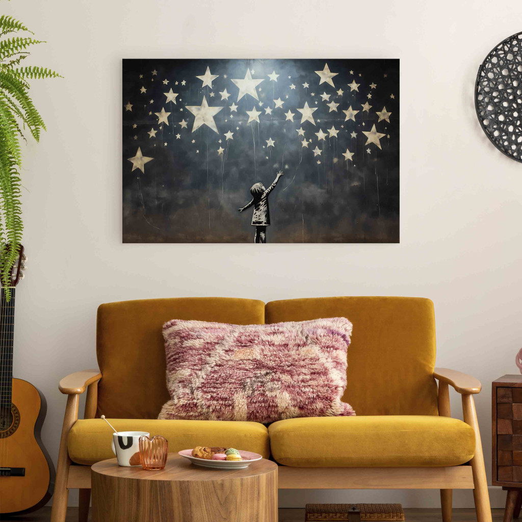 Målning Falling Stars - A Mural Inspired By Banksy’s Work