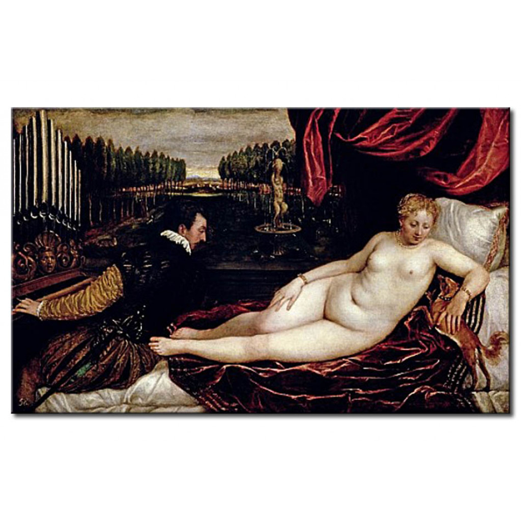 Schilderij  Titiaan: Venus And The Organist