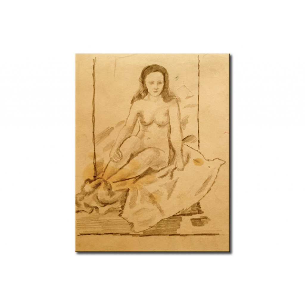 Schilderij  August Macke: Weiblicher Akt 70