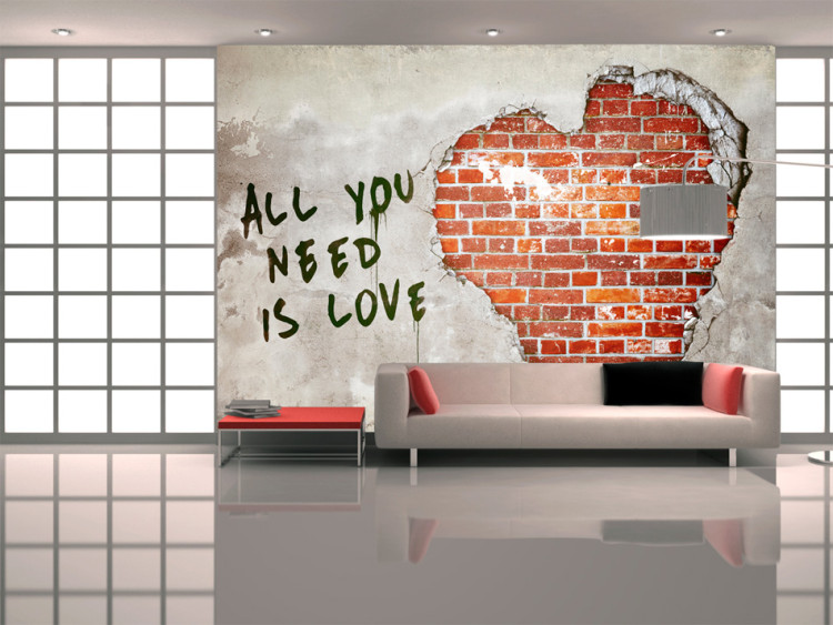 Wall Mural Love is all you need - Artistic Mural with Text and Love Motif 60757