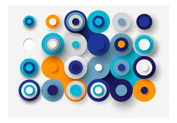Fototapeta Geometria niebieskiego koła - tło w nowoczesny deseń w kolorowe kółka 61957 additionalImage 1