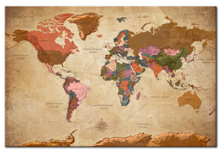 Ozdobna tablica korkowa Mapa świata: Brązowa elegancja [Mapa korkowa] 96057 additionalImage 2
