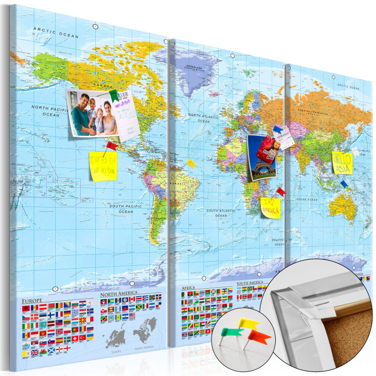 Decoratief prikbord World: Colourful Map II [Cork Map] 98057