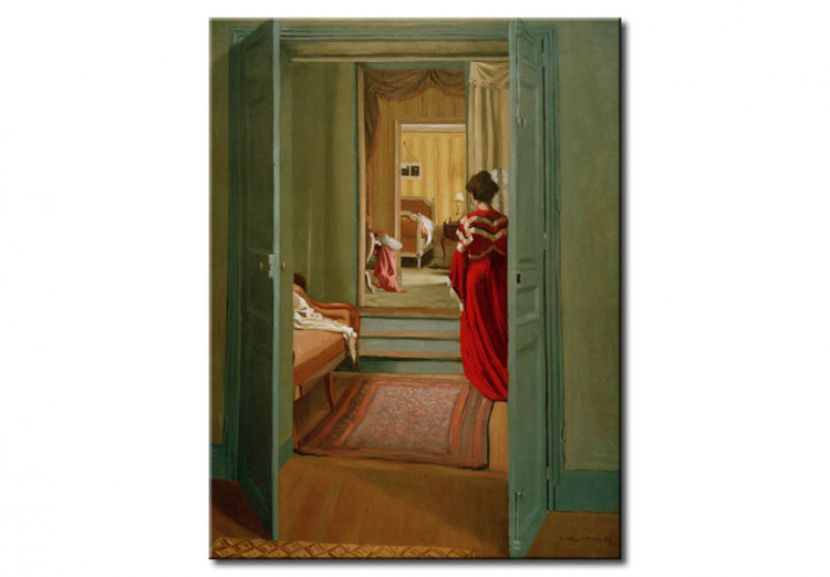 Copie de tableau Intérieur avec femme en rouge de dos 109767