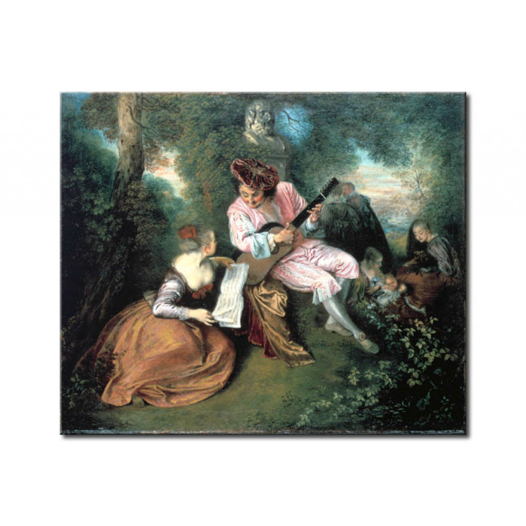 Schilderij  Antoine Watteau: La Gamme D'amour