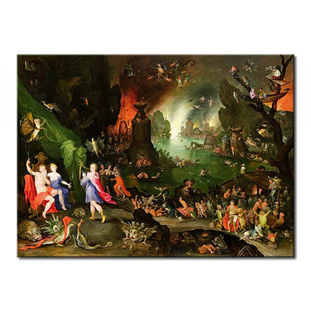 Schilderij  Jan Brueghel De Oudere: Orpheus With A Harp Playing To Pluto And Persephone In The Underworld